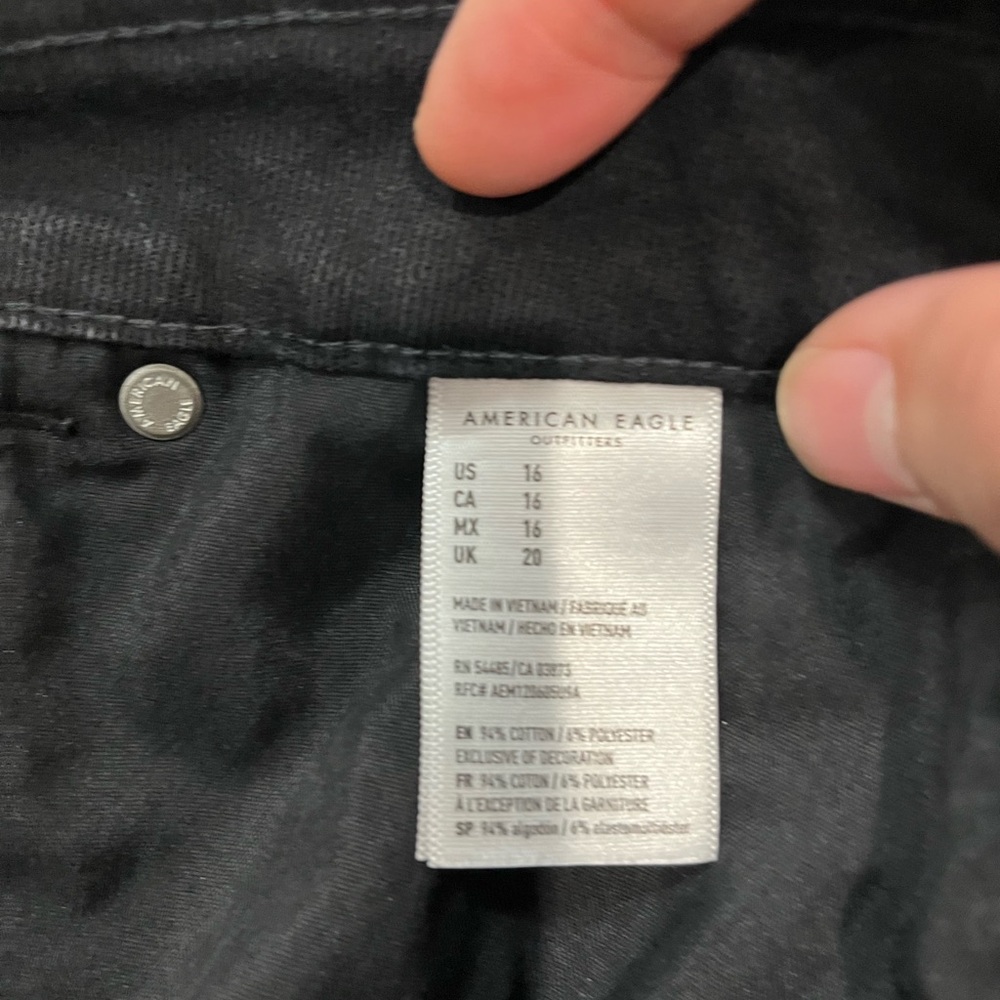 American Eagle Black Denim High Waist A-Line Button Front Skirt Sz.‎ 16 - Picture 6 of 8